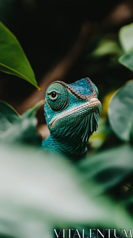 AI ART Chameleon Camouflaged in Green Foliage