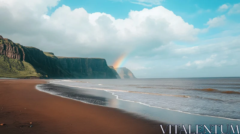 AI ART Scenic Coastal Landscape with Rainbow