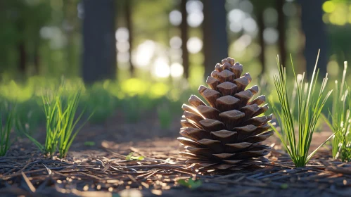 Peaceful Pinecone in Forest