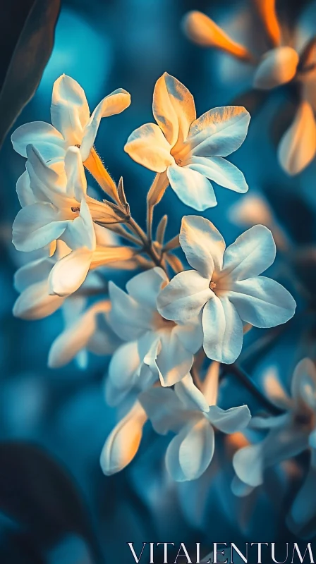 Golden-Hued White Petals in Nature's Glow AI Image