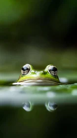 Frog Peering Above Water Close-Up