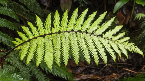 Bright Green Fern Leaf in Natural Setting