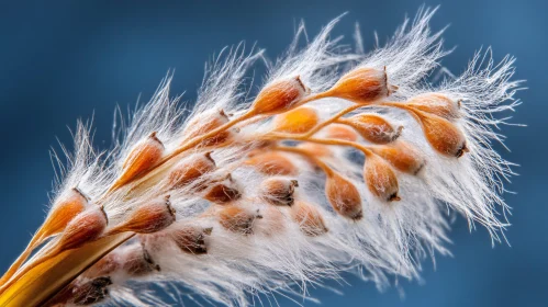 Close-Up of Golden Seeds with White Fibers