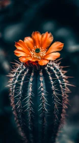 Vivid Orange Flower on Cactus