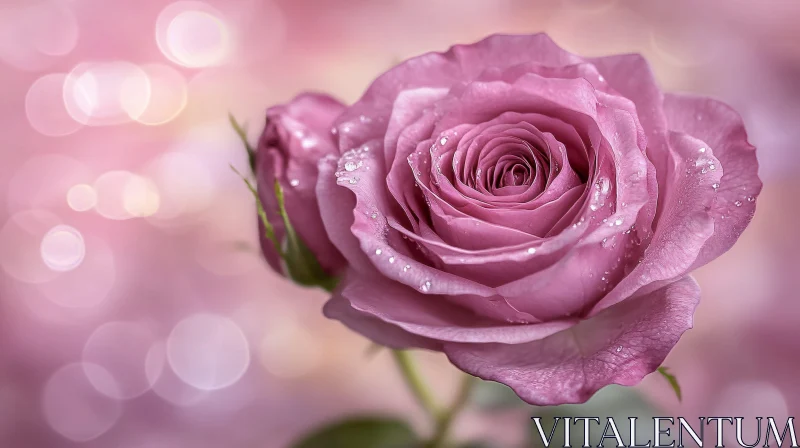 AI ART Delicate Pink Rose in Bloom