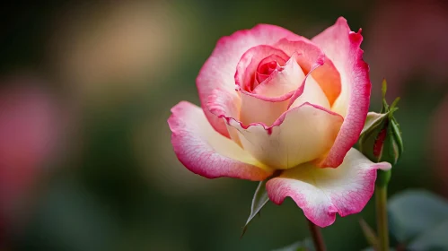 Elegant Blooming Rose with Pink and White Petals