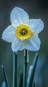 Macro Shot of Dew-Kissed Daffodil