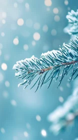 Frosty Pine Branch in Winter Wonderland