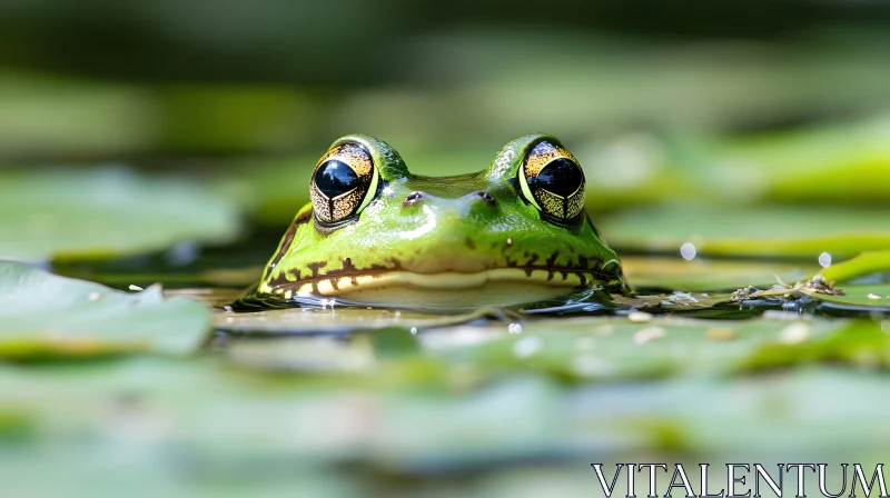 AI ART Frog Partially Submerged in Water