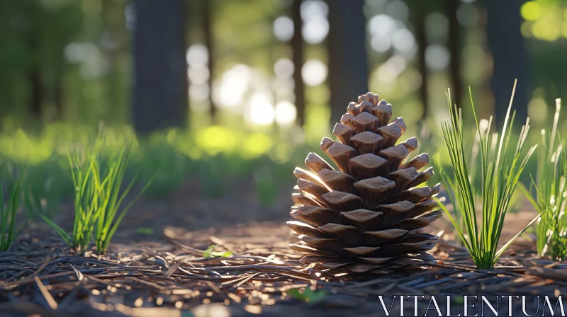 Peaceful Pinecone in Forest AI Image