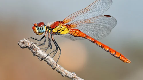 Detailed Capture of a Colorful Dragonfly