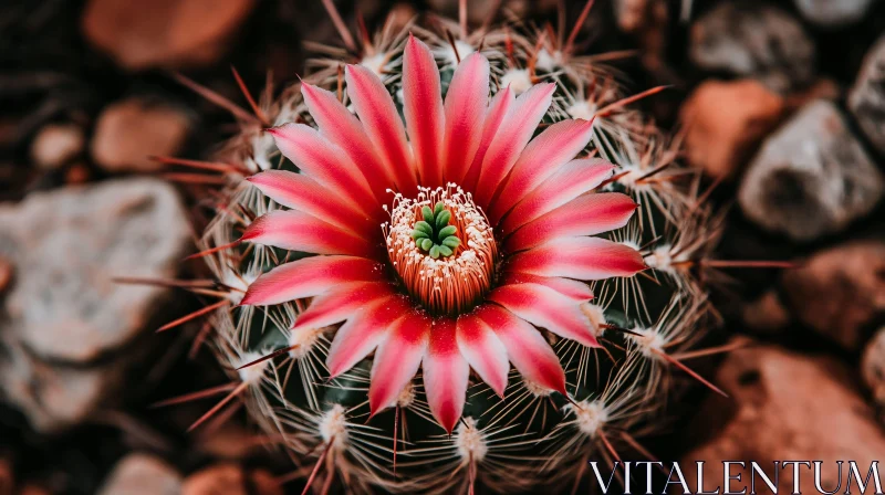 Vibrant Pink Cactus Flower in Full Bloom AI Image