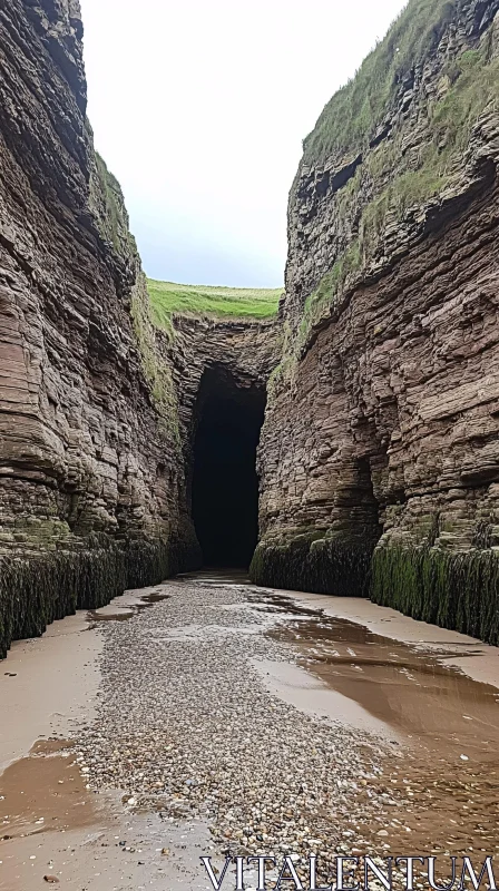 AI ART Intriguing Coastal Cliff Cave