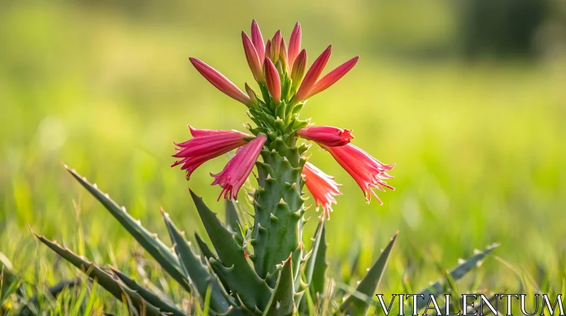 Stunning Pink-flowered Succulent AI Image