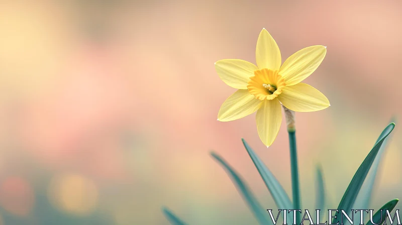 Yellow Daffodil Flower in Focus AI Image