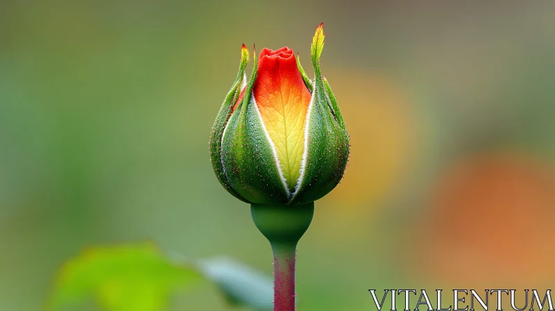 AI ART Macro Shot of Dewed Rose Bud