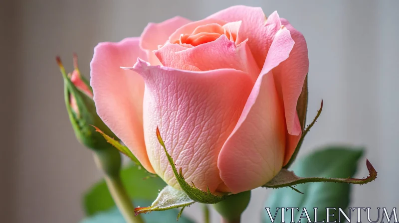 Delicate Pink Rose Close-Up AI Image