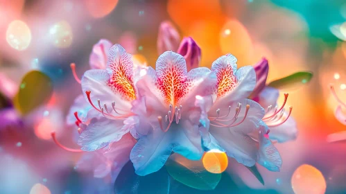 Delicate Blossom Amidst Colorful Bokeh Lights