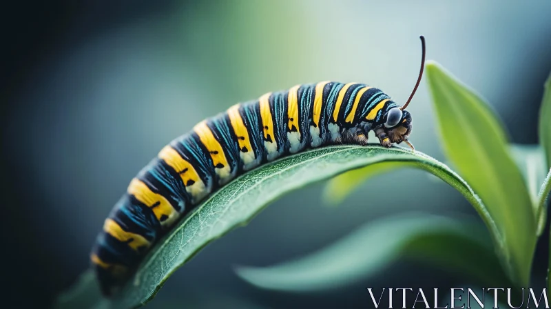 Colorful Caterpillar Macro Shot AI Image