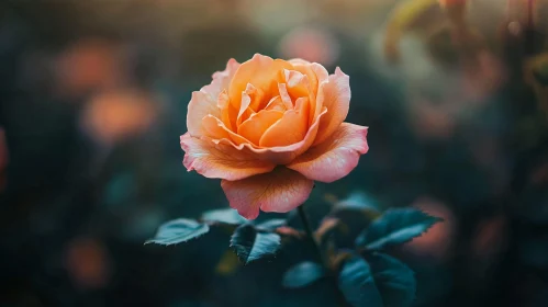 Blossoming Rose with Peach and Pink Petals