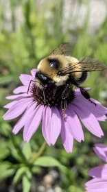 Intimate Encounter with a Bee on Lavender Flower