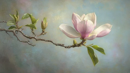 Graceful Magnolia Flower in Soft Pastel Background