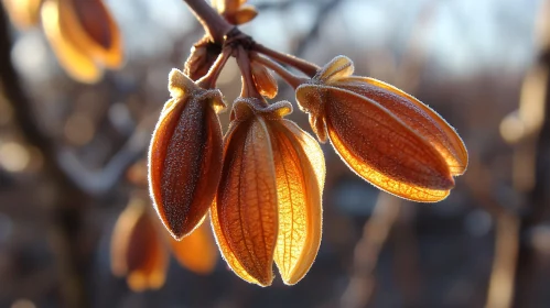 Macro View of Frosty Winter Flowers