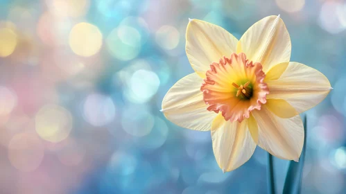 Single Daffodil Flower with Pale Yellow Petals