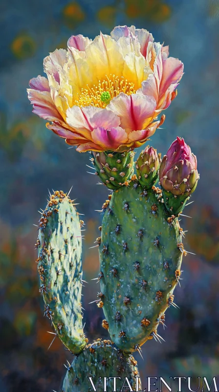 Vibrant Cactus in Bloom AI Image