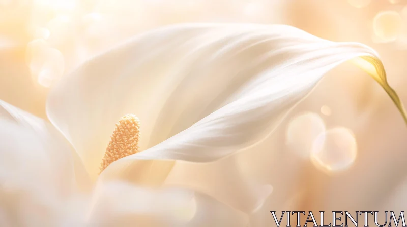 Gentle White Lily in Soft Golden Light AI Image