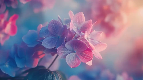 Soft Pink and Blue Hydrangea Petals