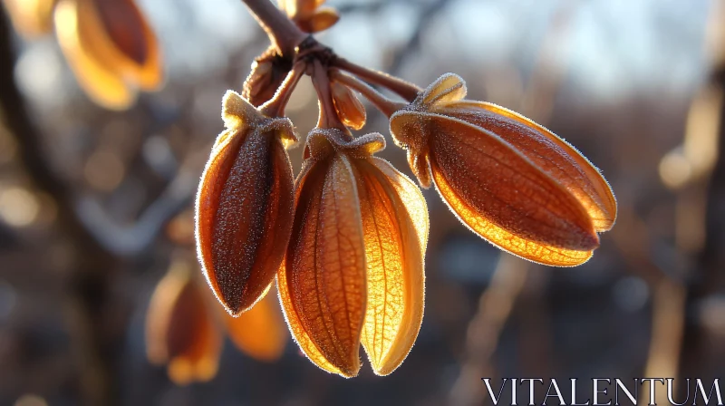 AI ART Macro View of Frosty Winter Flowers