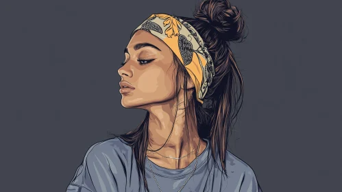 Profile Illustration of Fashionable Woman