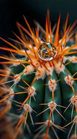 Cactus Spines with Water Droplet Macro Shot