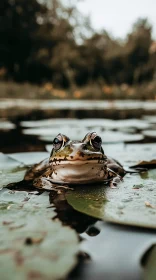 Frog Resting on Lily Pad