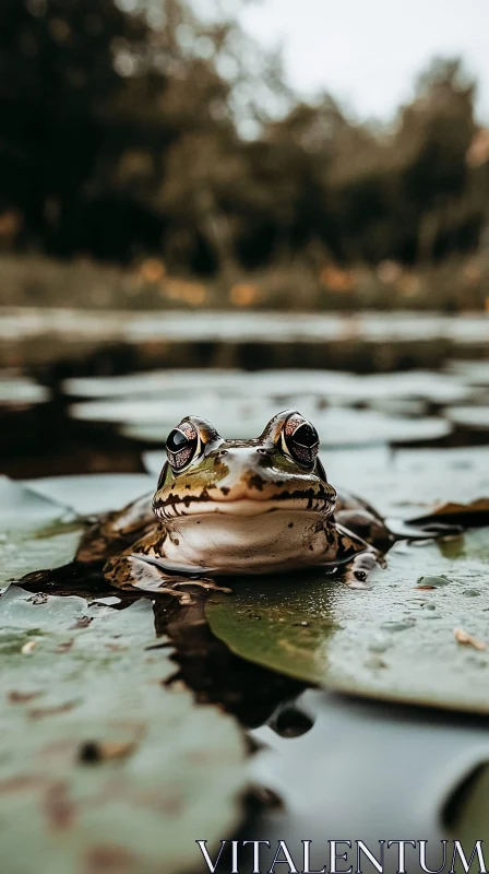 Frog Resting on Lily Pad AI Image