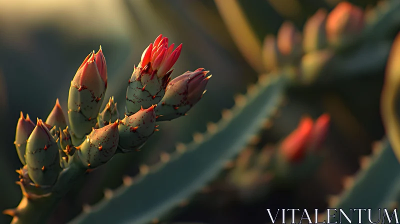 AI ART Detailed Shot of Cactus Buds