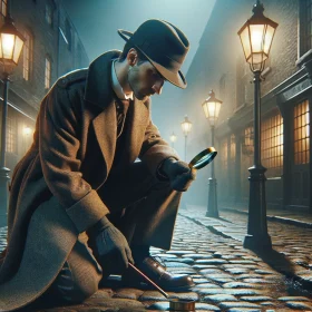 Shadows of Intrigue: The Victorian Detective at Work AI Image