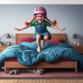 Bouncing on the bed wearing a bike helmet at least mom approved 1