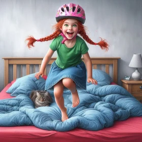 Bouncing on the bed wearing a bike helmet at least mom approved 2