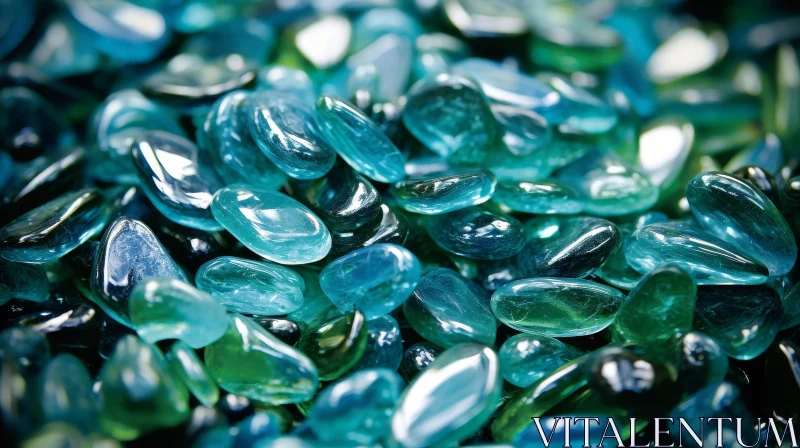 Glossy Blue and Green Gemstones Close-Up