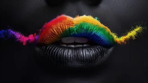 Black Lips with Exploding Rainbow Colors – Conceptual Art Photography