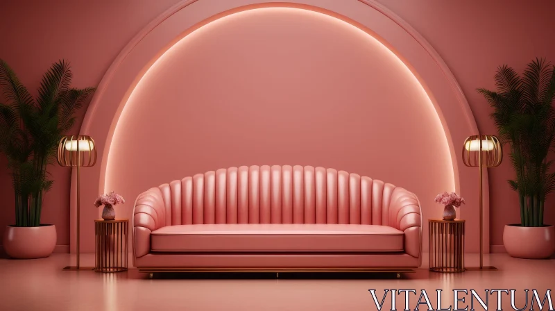 Chic Pink Living Room with Art Deco Sofa