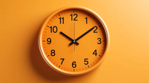 Modern Orange Wall Clock on Monochrome Background