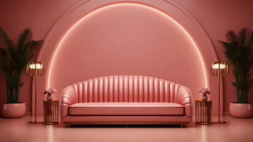 Chic Pink Living Room with Art Deco Sofa