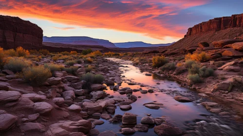 Serene Desert Canyon at Sunset