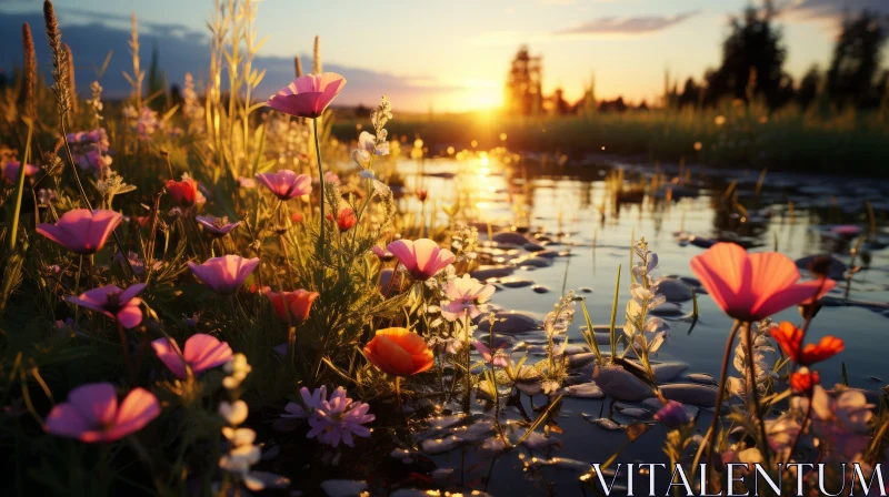 Wildflowers by the Water at Sunset – Nature Landscape Photography