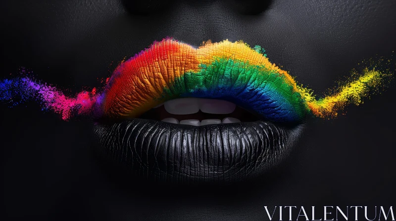 Black Lips with Exploding Rainbow Colors – Conceptual Art Photography