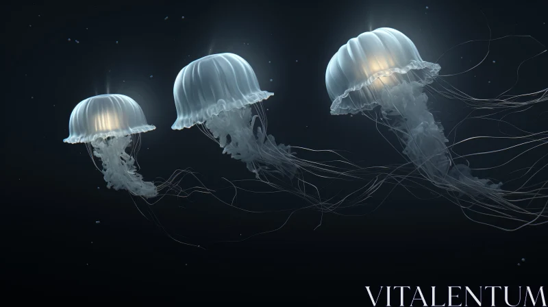 Glowing Jellyfish in the Deep Sea