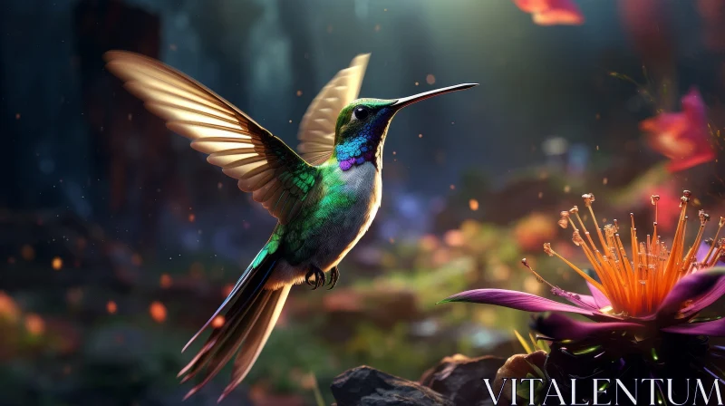 Magical Hummingbird in an Enchanted Garden